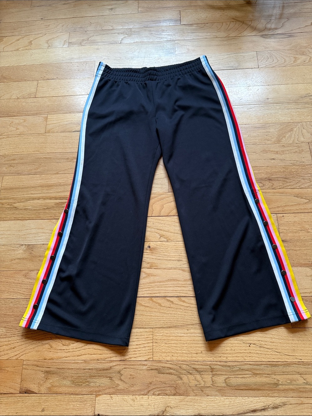 Women’s Black Track Pants with Multicolor Side Stripes